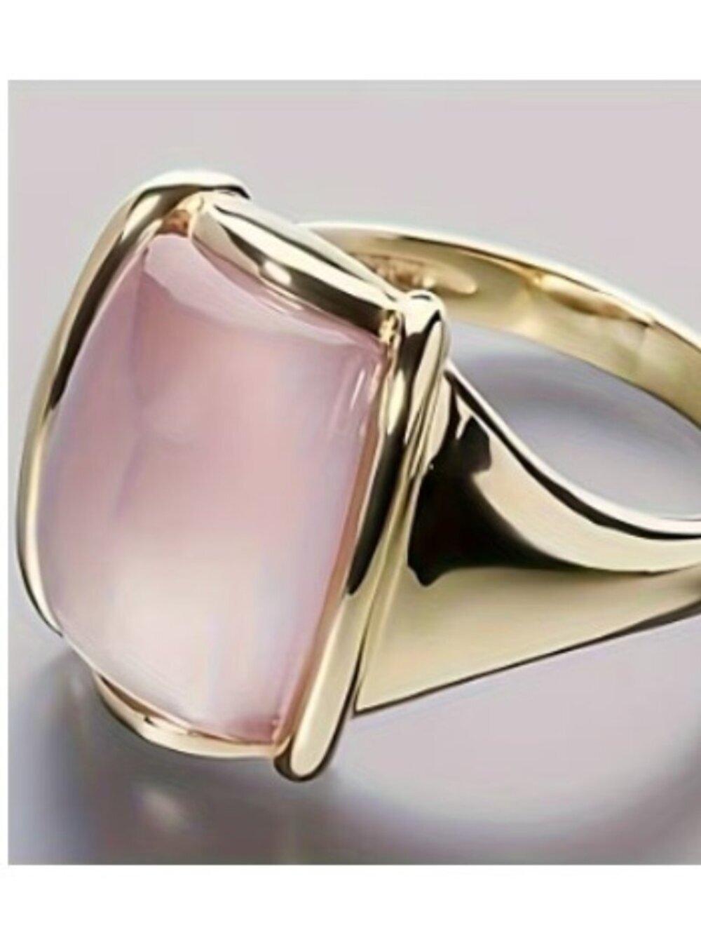 Gold Tone Silverplated Translucent Pink Gem Minimalist Ring Size 9